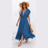 Robe longue bohème à col en V
