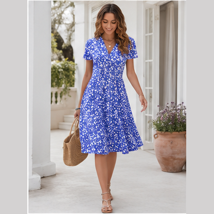 Robe midi empire boutonnée sur le devant