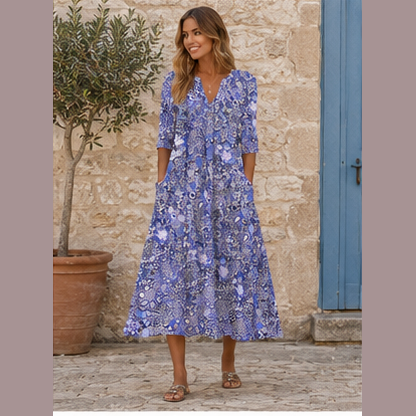 Robe midi bohème à fleurs