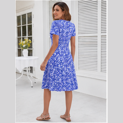 Robe midi empire boutonnée sur le devant