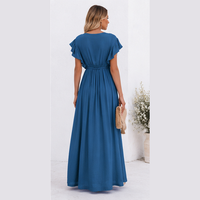 Robe longue bohème à col en V