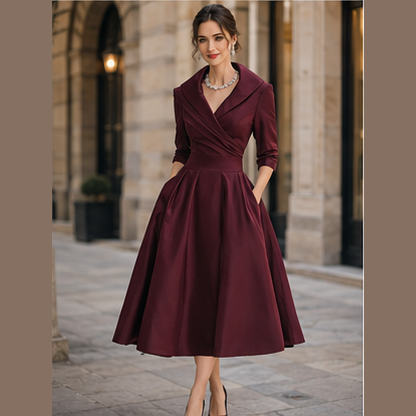 Robe midi trapèze en satin