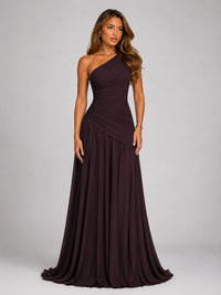 Robe longue asymétrique en mousseline