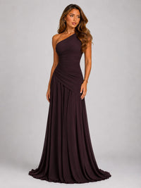 Robe longue asymétrique en mousseline