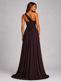 Robe longue asymétrique en mousseline