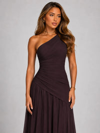 Robe longue asymétrique en mousseline