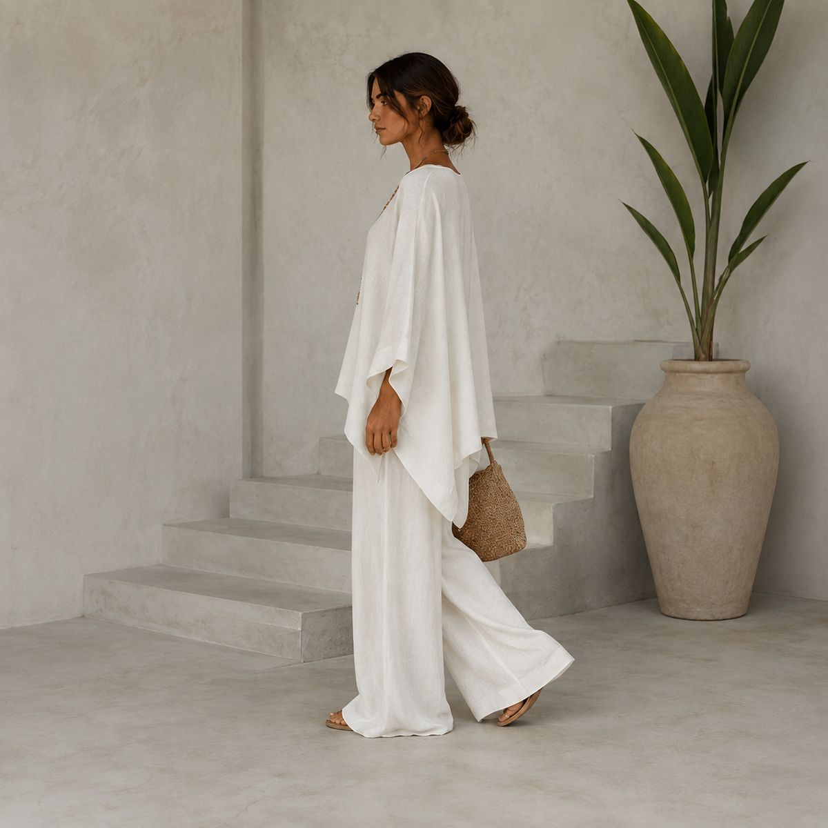 Ensemble tunique et pantalon asymétrique