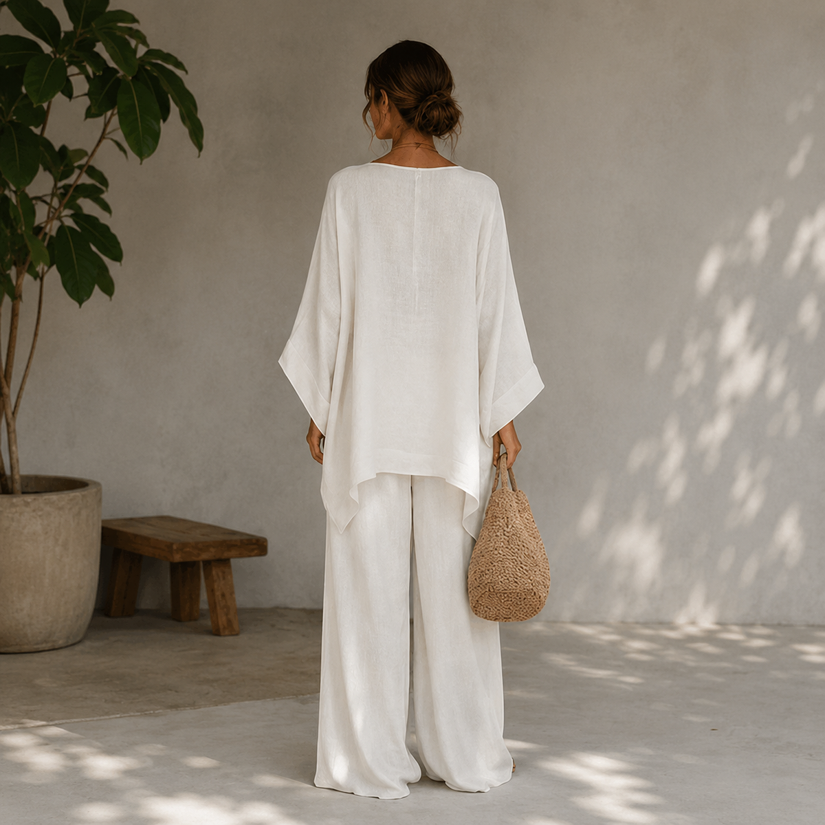 Ensemble tunique et pantalon asymétrique