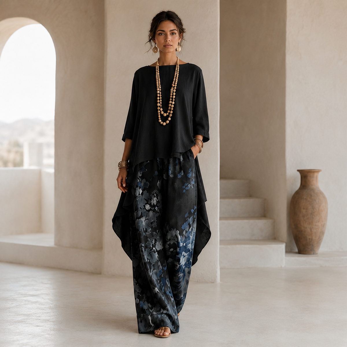 Ensemble pantalon asymétrique imprimé
