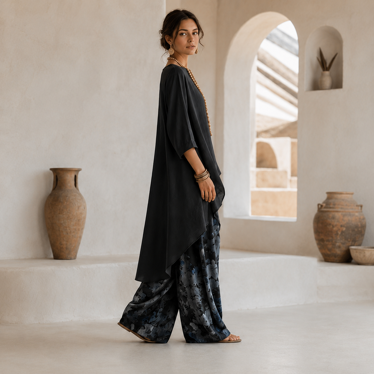 Ensemble pantalon asymétrique imprimé