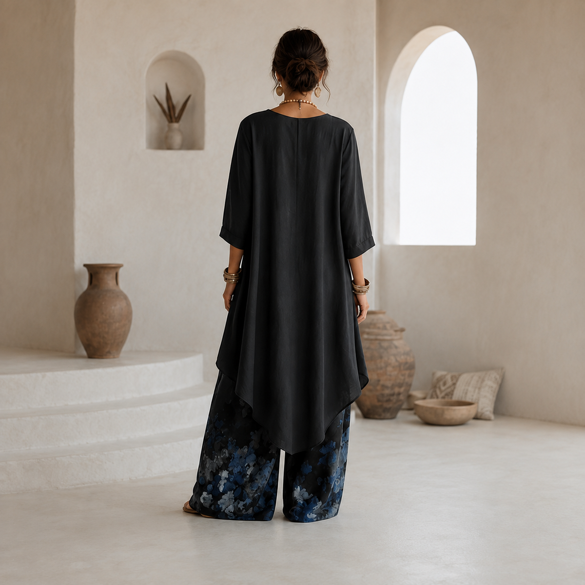 Ensemble pantalon asymétrique imprimé