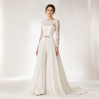 Bridal jumpsuit with train