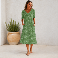 Robe midi évasée à fleurs
