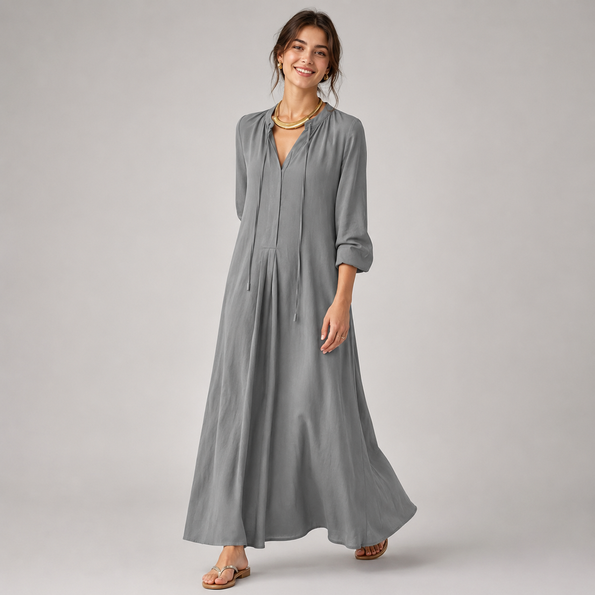 Robe maxi à manches longues