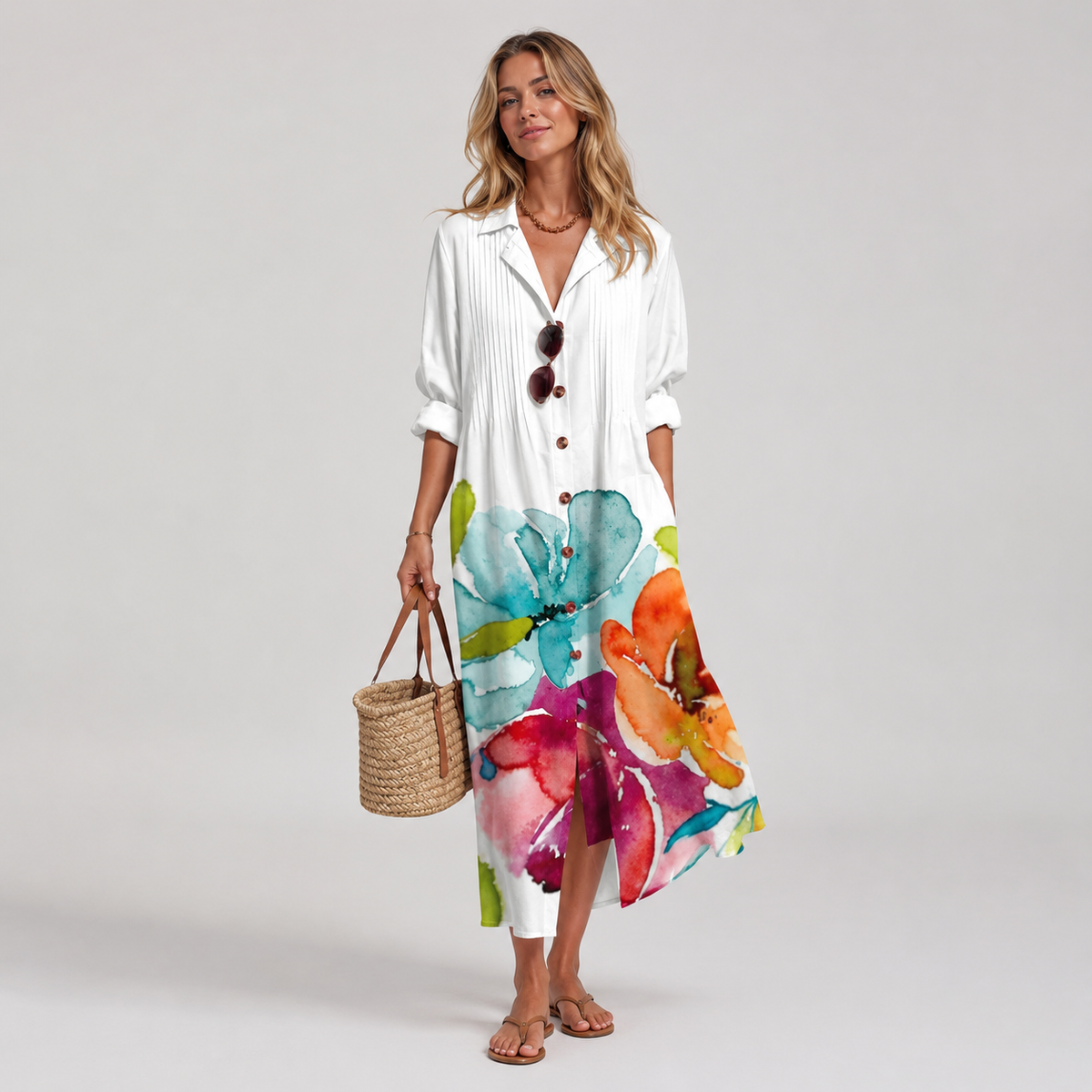 Robe chemise fluide bohème