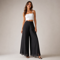 Pantalon taille haute à jambes larges