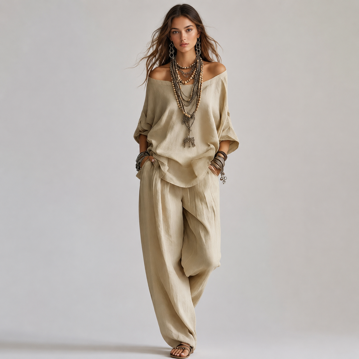 Ensemble blouse et palazzo bohème