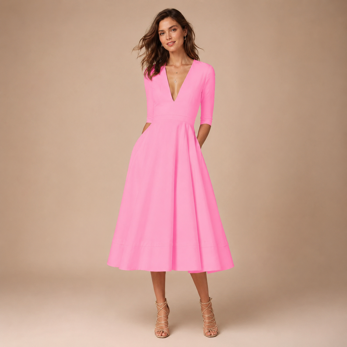 Robe midi évasée trapèze