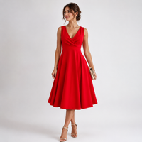 Robe midi évasée à col en V
