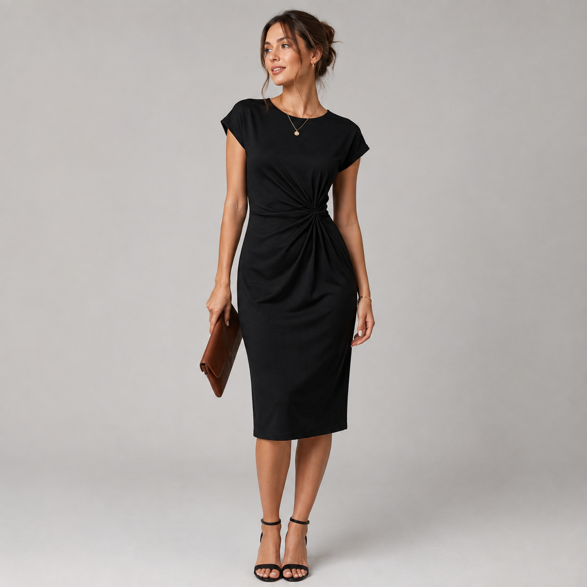 Robe à manches courtes et col rond