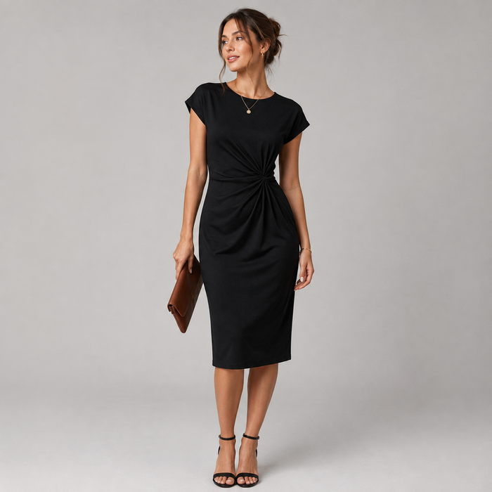 Robe à manches courtes et col rond