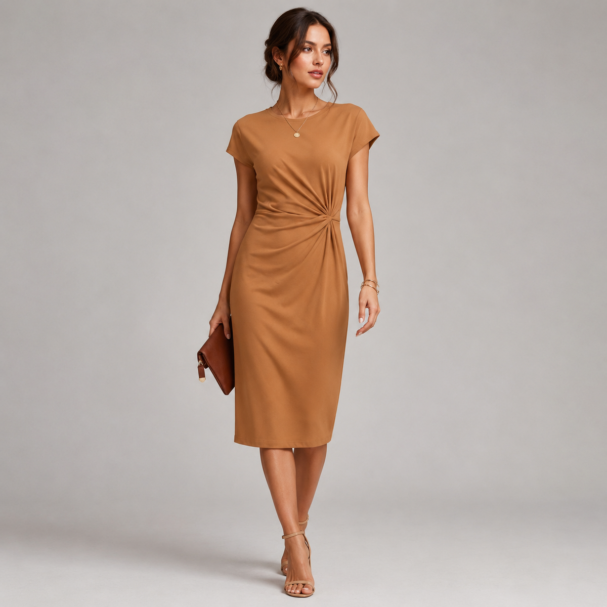 Robe à manches courtes et col rond
