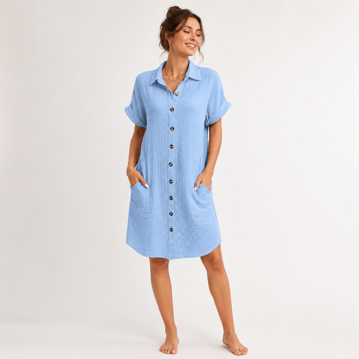 Robe chemise d'été boutonnée sur le devant