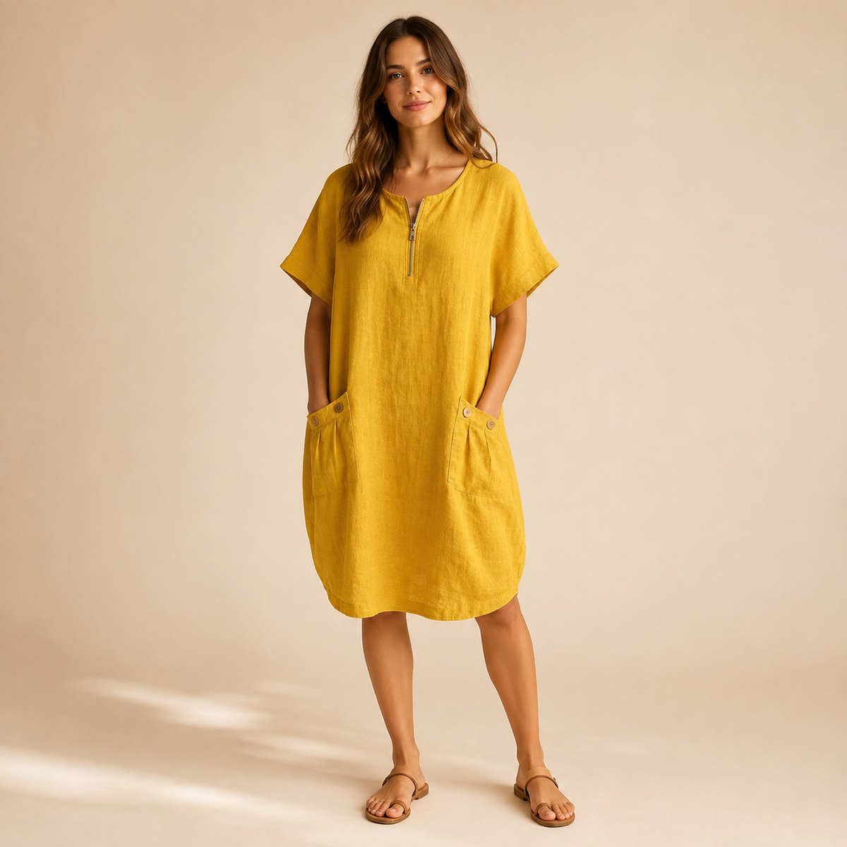 Robe à poches et col zippé