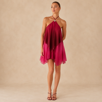Ombré chiffon mini halter dress