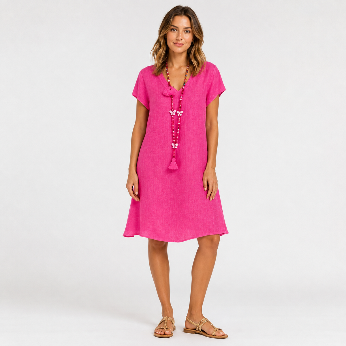 Robe midi décontractée à col en V