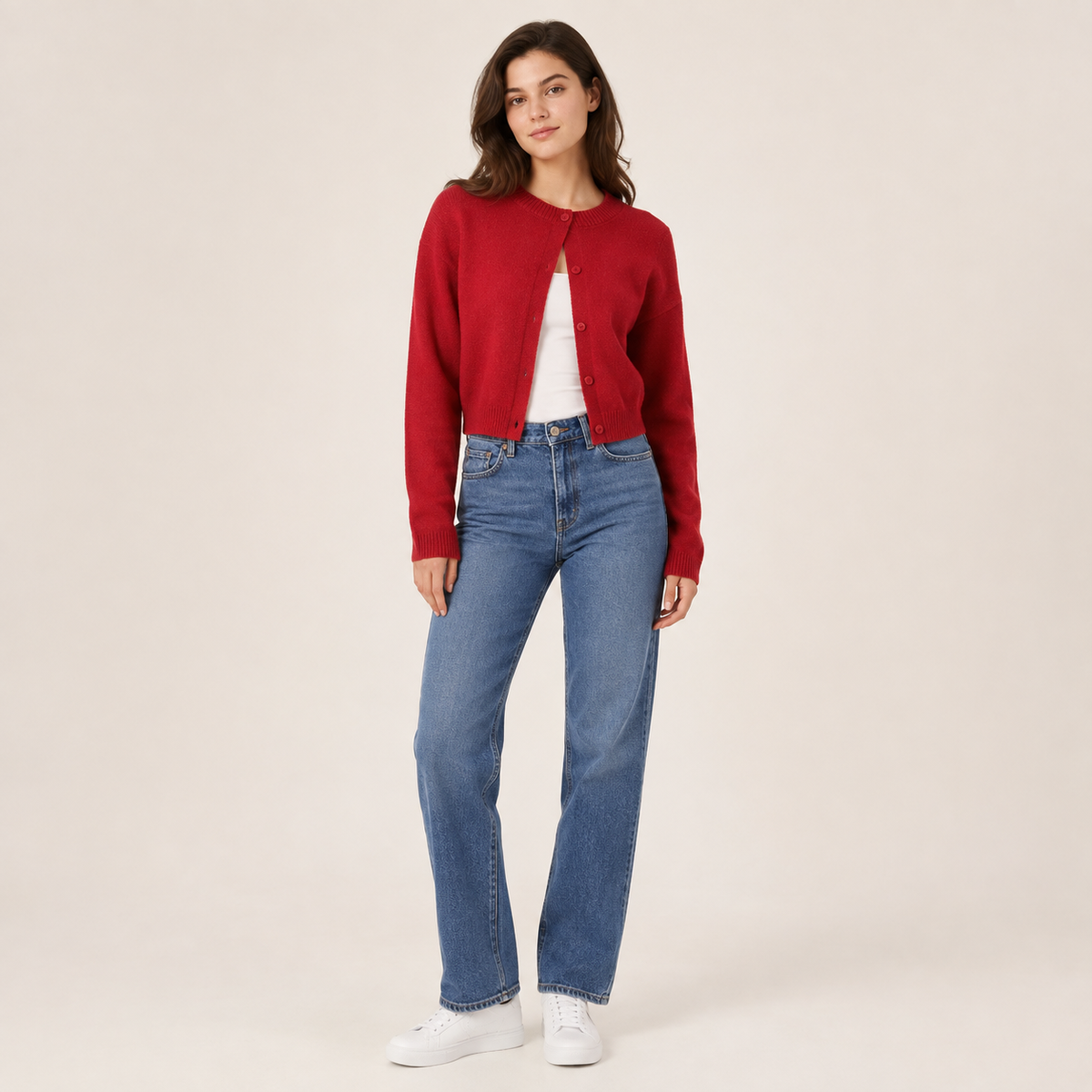 Gilet en maille duveteuse à boutons sur le devant