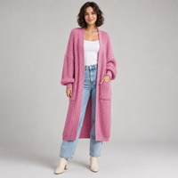 Gilet long en maille ouverte sur le devant