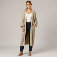 Gilet long en maille ouverte sur le devant