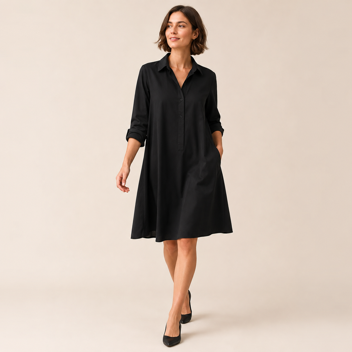 Robe chemise midi décontractée