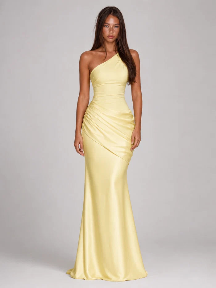 Square neck satin maxi dress
