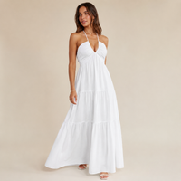 Robe longue dos nu à volants