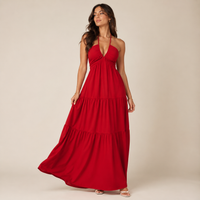 Robe longue dos nu à volants
