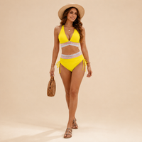 Bikini taille haute à col en V