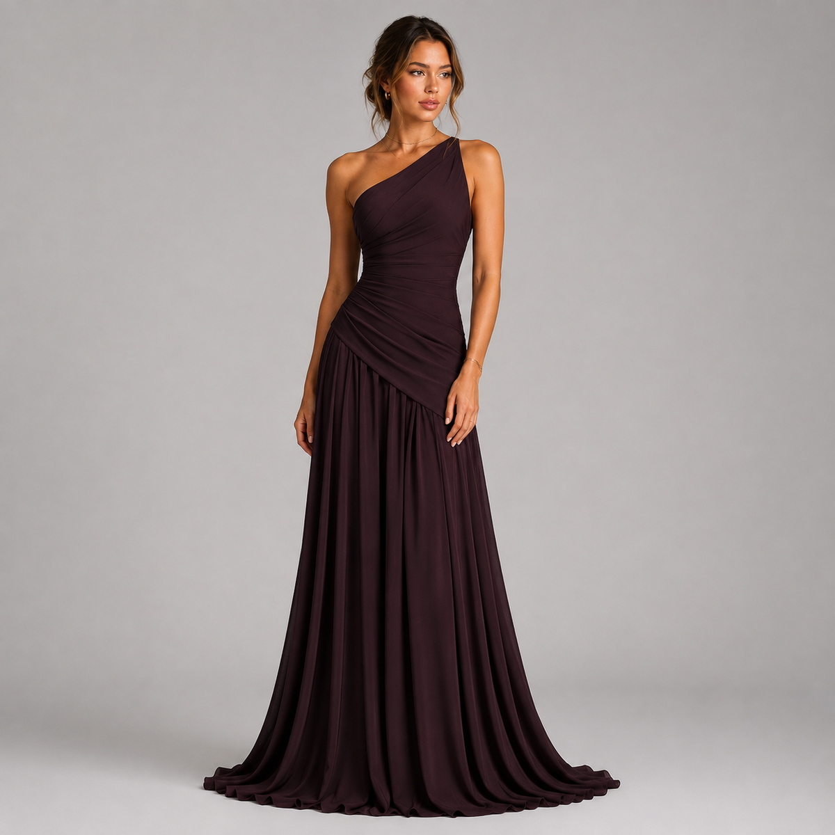 Robe longue asymétrique en mousseline