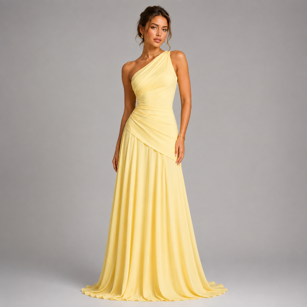 Robe longue asymétrique en mousseline