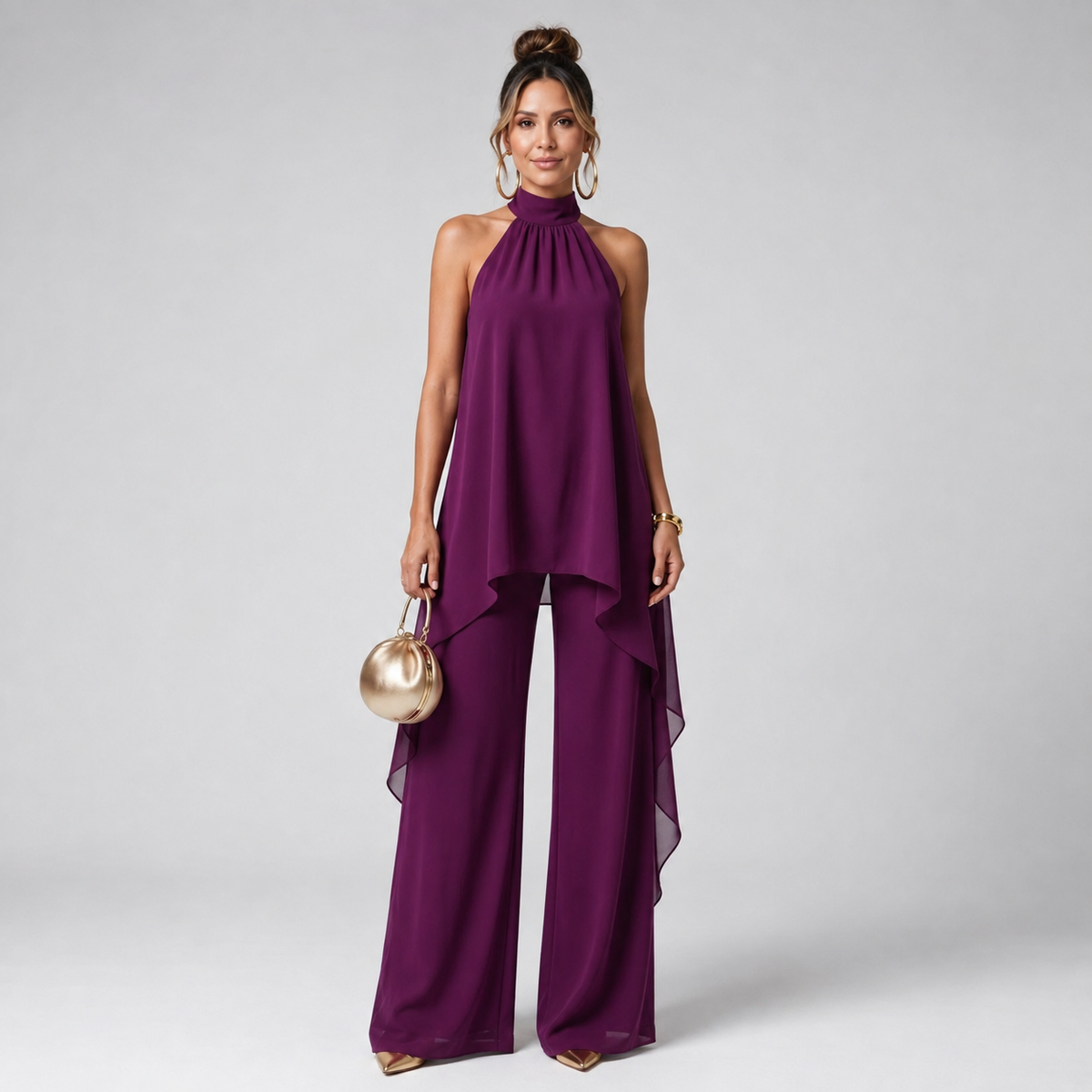 Ensemble pantalon dos nu à jambes larges