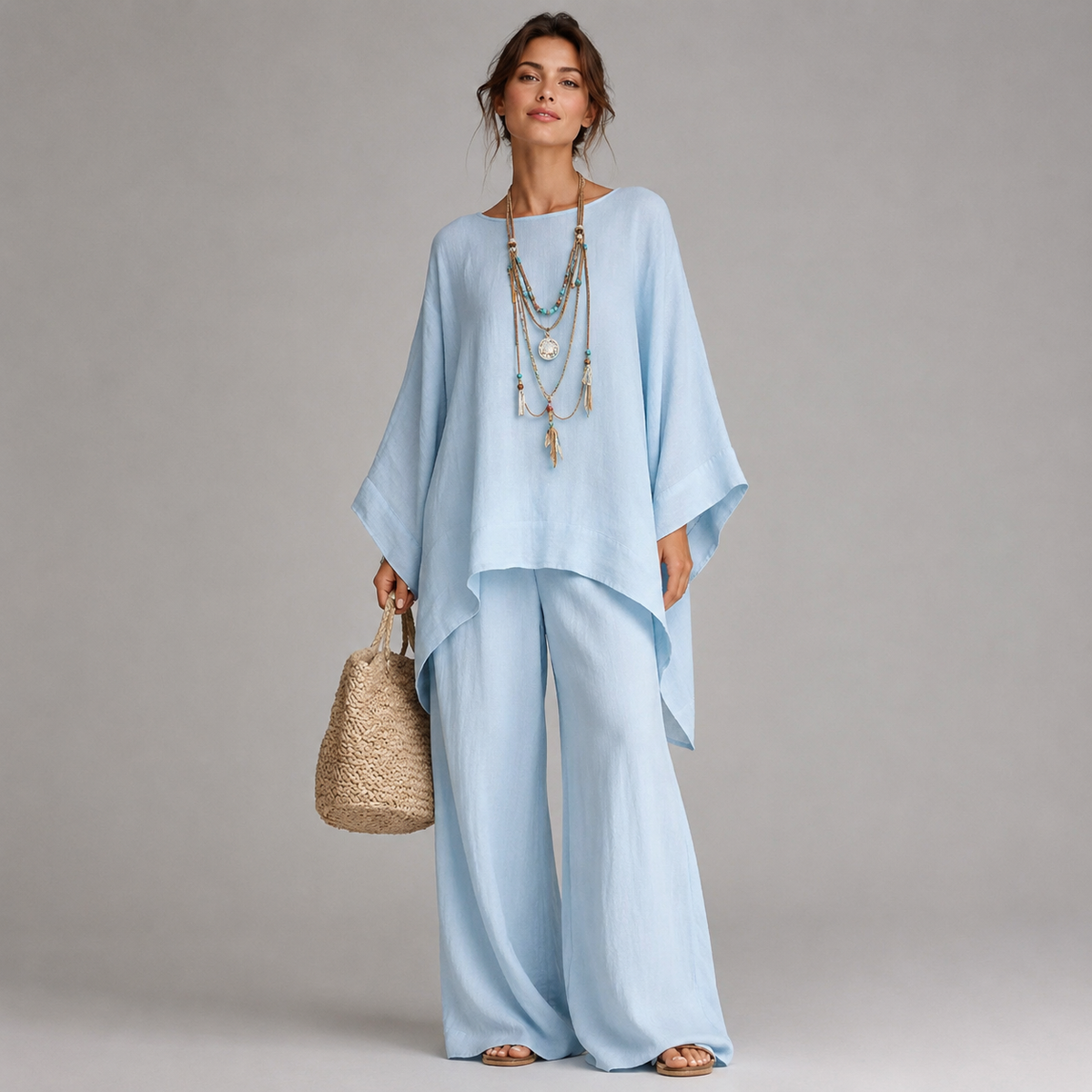 Ensemble tunique et pantalon asymétrique