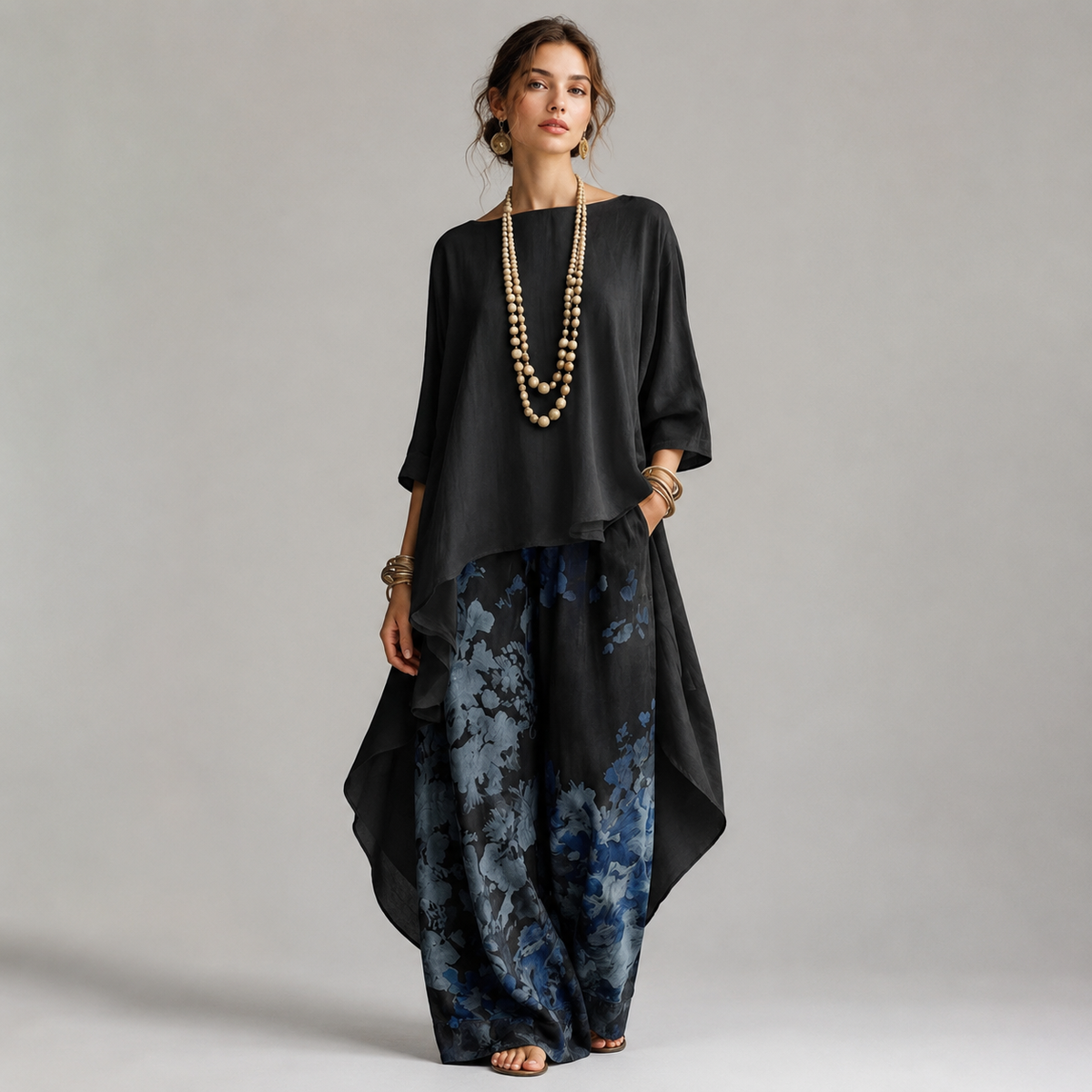 Ensemble pantalon asymétrique imprimé
