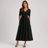 Long wrap dress with pockets