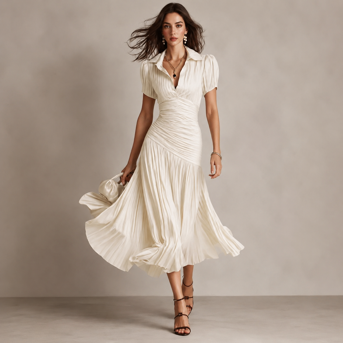 Robe de soirée midi en satin