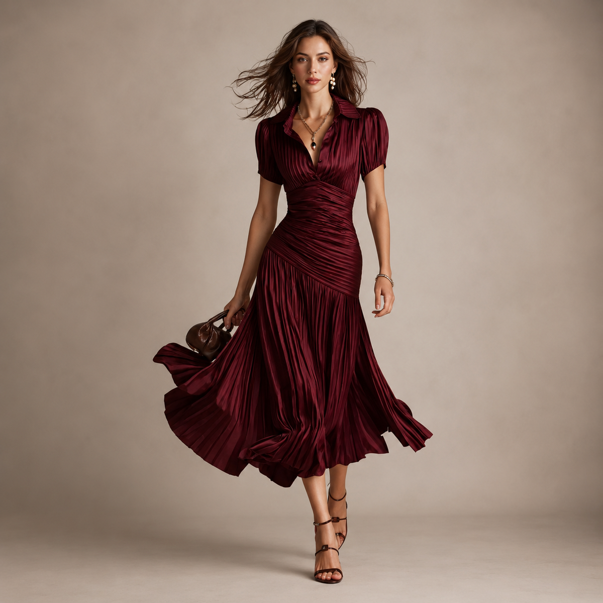 Robe de soirée midi en satin