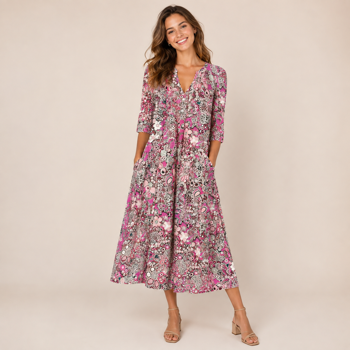 Robe midi bohème à fleurs