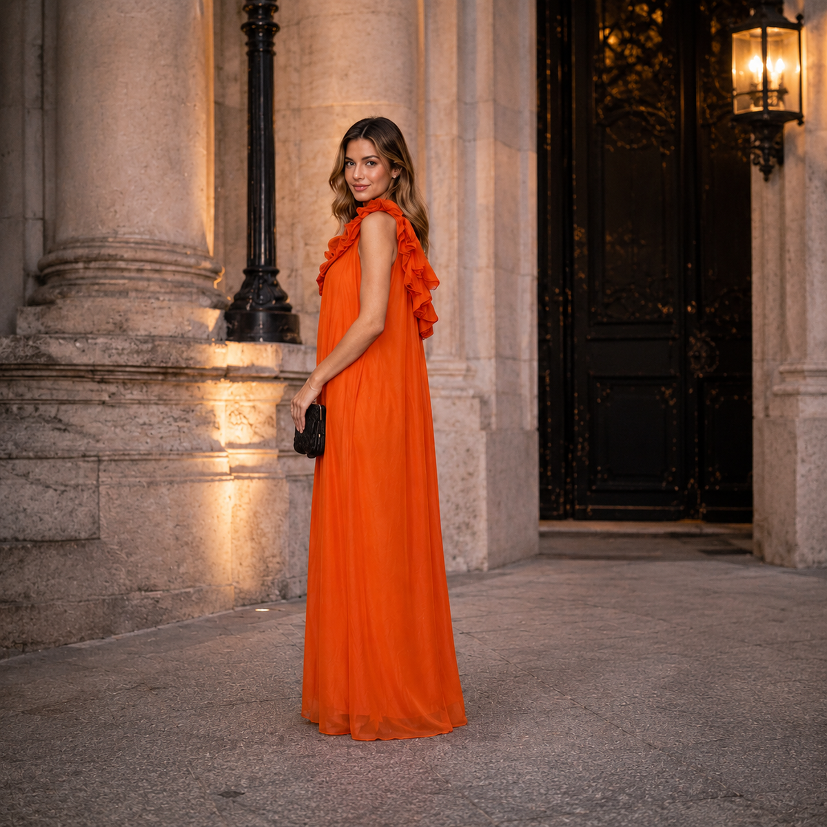 Robe longue fleurie asymétrique