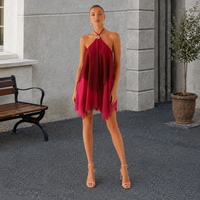 Ombré chiffon mini halter dress