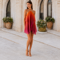 Ombré chiffon mini halter dress